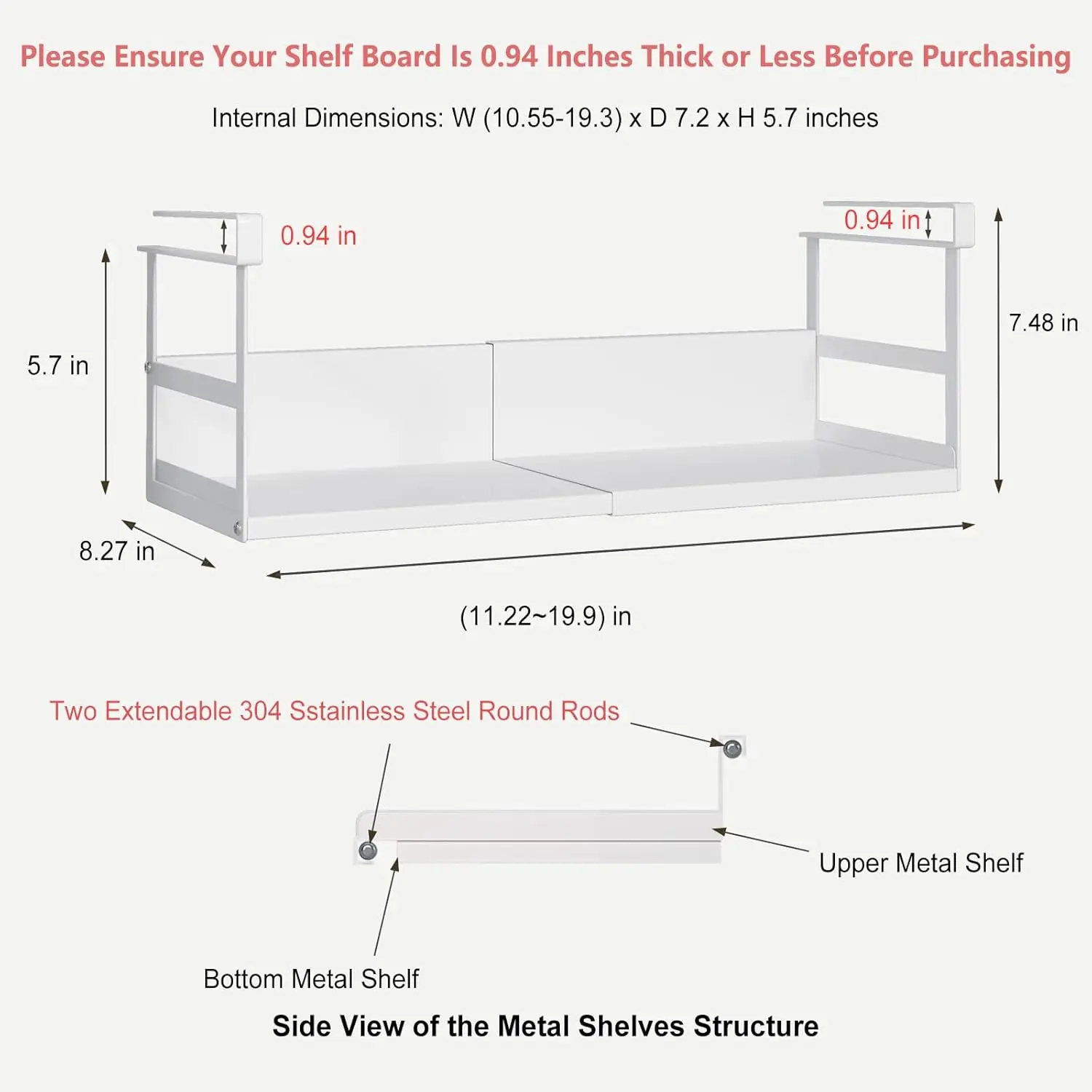 Expandable Under Cabinet Shelf Organizer With 0.94-Inch Thick Clips, Heavy Duty Extendable Under Shelf Storage Basket For
Expandable Under Cabinet Shelf Organizer With 0.94-Inch Thick Clips, Heavy Duty Extendable Under Shelf Storage Basket For