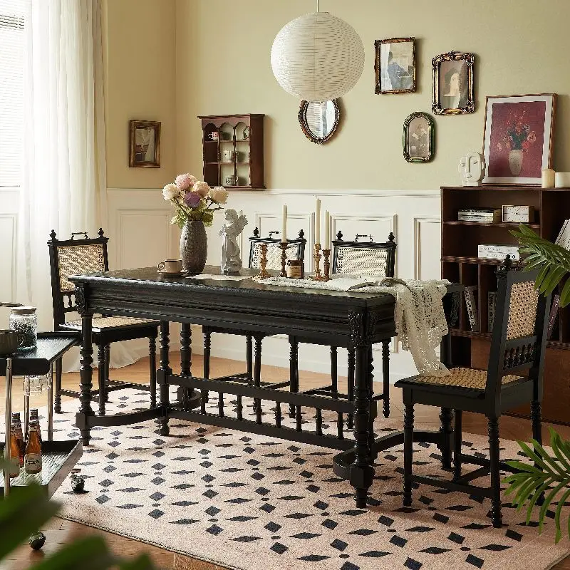 French retro solid wood dining table household light luxury rectangular carved dining table simple American
French retro solid wood dining table household light luxury rectangular carved dining table simple American