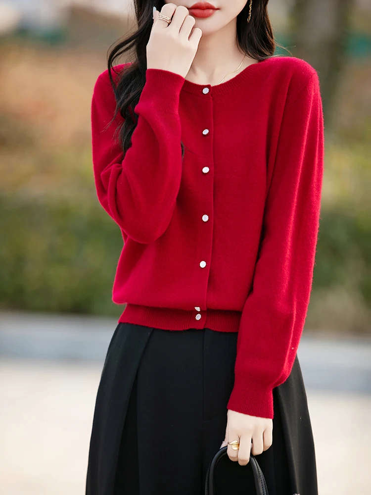 Choice 100% Merino Wool Women Clothing Spring Autumn Winter New Knitted Cardigan Casual Round Collar Jacket Korean Fashion Tops
Choice 100% Merino Wool Women Clothing Spring Autumn Winter New Knitted Cardigan Casual Round Collar Jacket Korean Fashion Tops