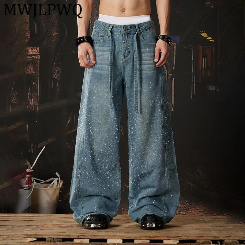 MWJLPWQ Men's New Trendy Style Personalized Rhinestone Ribbon Jeans Streetwear Washed Vintage Trousers Loose Straight Pant 14893
MWJLPWQ Men's New Trendy Style Personalized Rhinestone Ribbon Jeans Streetwear Washed Vintage Trousers Loose Straight Pant 14893