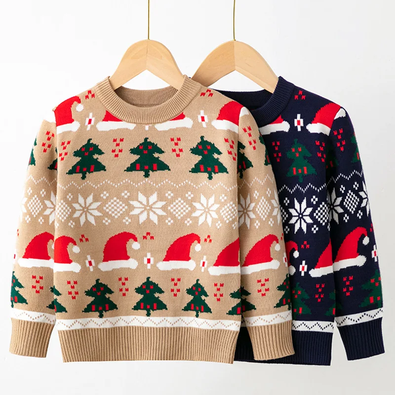 New 2025 Kids Cartoon Christmas Tree Jacquard Warm Knitted Pullover Sweater Knitwear Baby Boys Girls Autumn Winter Xmas Sweaters
New 2025 Kids Cartoon Christmas Tree Jacquard Warm Knitted Pullover Sweater Knitwear Baby Boys Girls Autumn Winter Xmas Sweaters