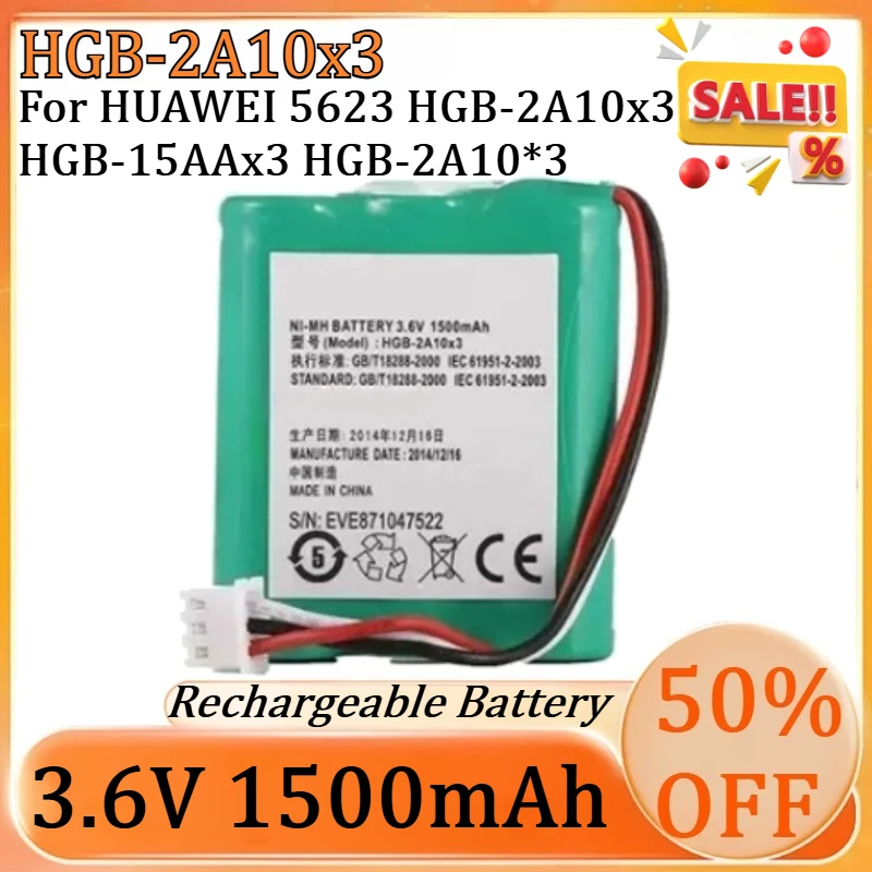 Новый аккумулятор 3,6 В, 1500 мАч HGB-2A10x3 для HUAWEI 5623 HGB-2A10x3 HGB-15AAx3 HGB-2A10*3, беспроводной телефон с фиксированной линией связи
Новый аккумулятор 3,6 В, 1500 мАч HGB-2A10x3 для HUAWEI 5623 HGB-2A10x3 HGB-15AAx3 HGB-2A10*3, беспроводной телефон с фиксированной линией связи