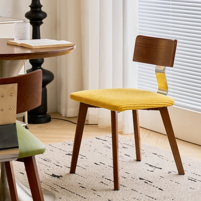 Nordic simple corduroy retro dining chair designer solid wood back
Nordic simple corduroy retro dining chair designer solid wood back