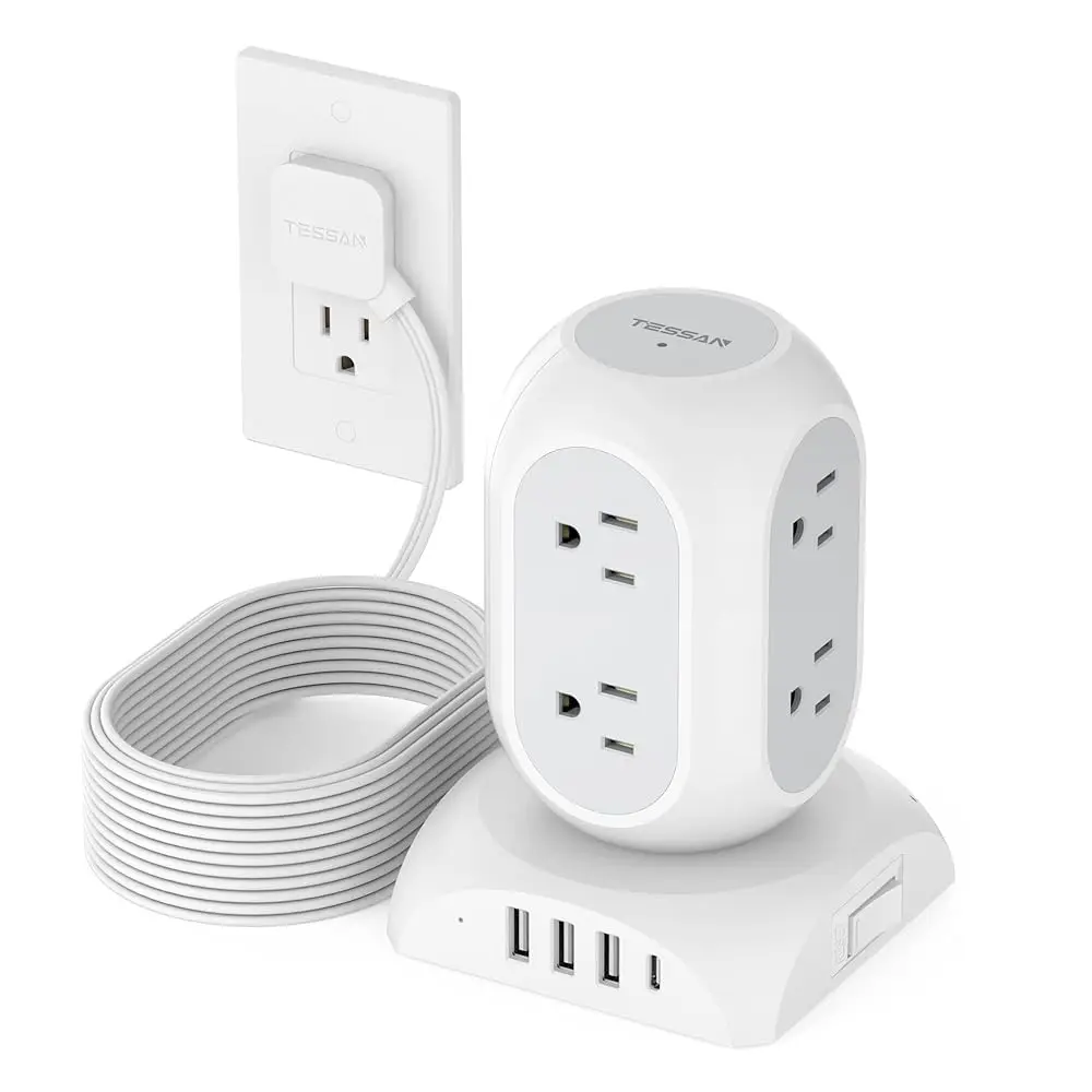 Surge Protector Power St Tower, Flat Plug Extension Cord 10 Ft With 8 Ac Multiple Outlets 4 Usb Ports (1 Usb C), 1050J
Surge Protector Power St Tower, Flat Plug Extension Cord 10 Ft With 8 Ac Multiple Outlets 4 Usb Ports (1 Usb C), 1050J
