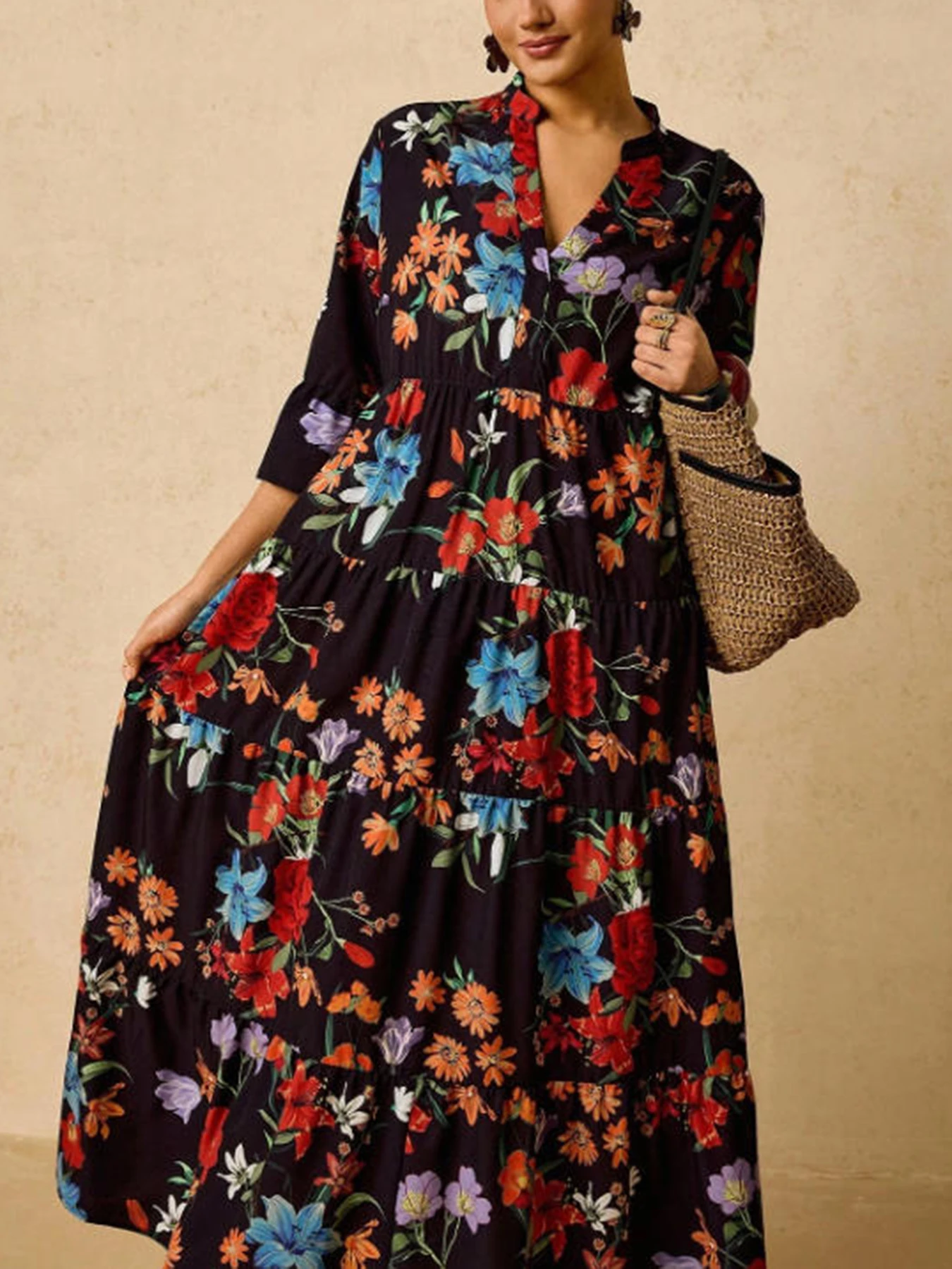Spring/Summer New Elegant plus Size Women's Ethnic Print Long Dress V-Neck Casual Vacation Commute Dress
Spring/Summer New Elegant plus Size Women's Ethnic Print Long Dress V-Neck Casual Vacation Commute Dress