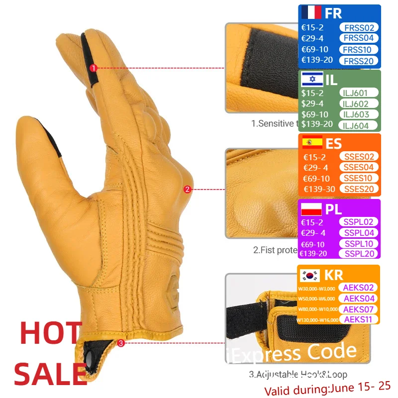 Men's Waterproof & Breathable Goatskin Leather Motorcycle Gloves All Season Riding Motocross Touchscreen Full Finger Accessories
Men's Waterproof & Breathable Goatskin Leather Motorcycle Gloves All Season Riding Motocross Touchscreen Full Finger Accessories