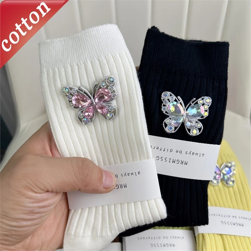 Women's Socks New Korean Rhinestone Butterfly Kawaii Sweet Fashionable Princess Style Cute High-quality Cotton Socks For Girl
Women's Socks New Korean Rhinestone Butterfly Kawaii Sweet Fashionable Princess Style Cute High-quality Cotton Socks For Girl