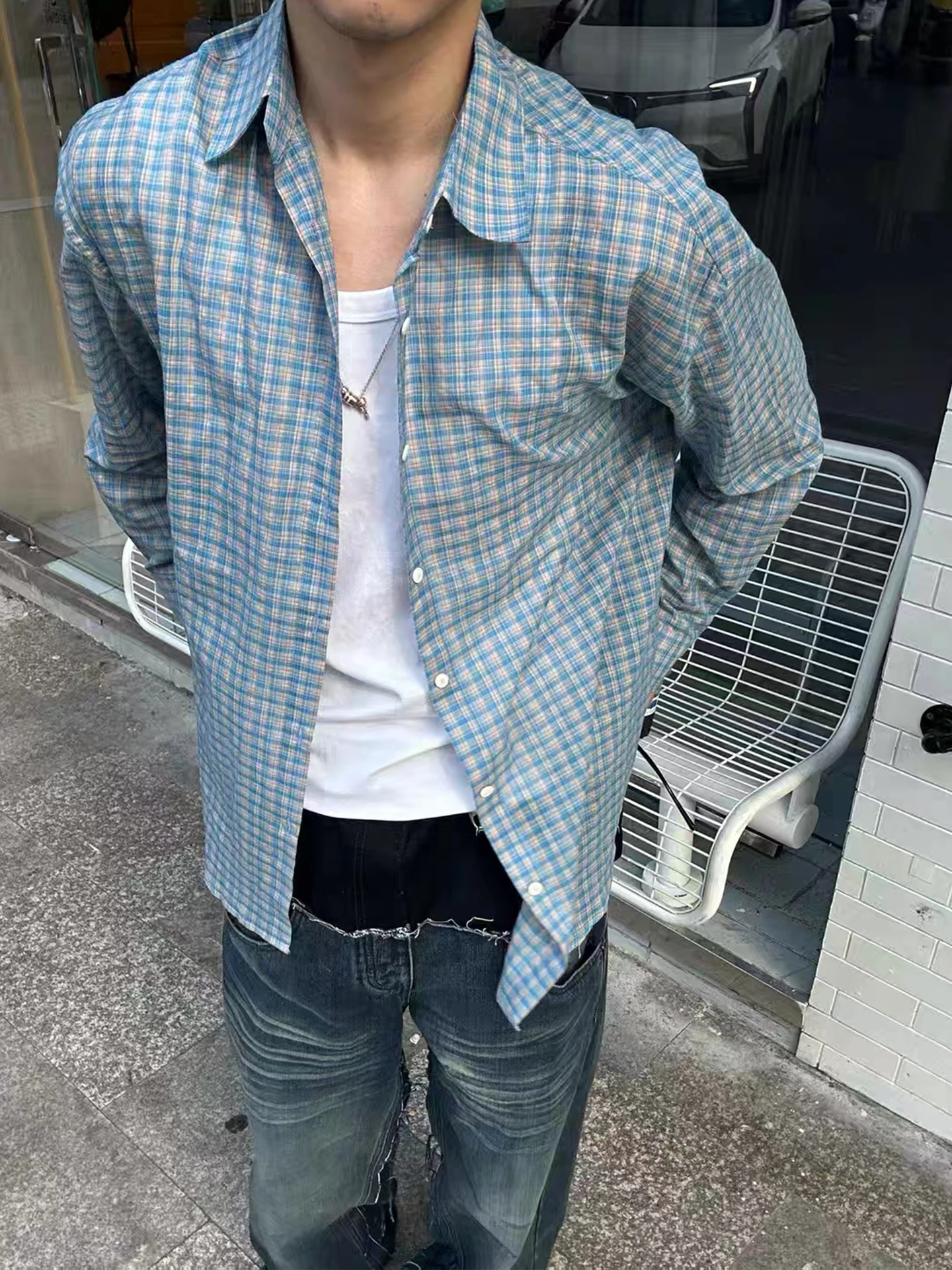 Casual Loose Long Sleeve Shirt Men Women Checkered Color Block Spring Summer American Simple Style Sun Protection Outerwear
Casual Loose Long Sleeve Shirt Men Women Checkered Color Block Spring Summer American Simple Style Sun Protection Outerwear