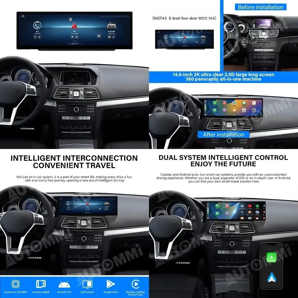 NGT4.5 W212 Android Car Screen 14.9 Inch Navigation CarPlay Dashboard Car Dvd Player for Car
NGT4.5 W212 Android Car Screen 14.9 Inch Navigation CarPlay Dashboard Car Dvd Player for Car