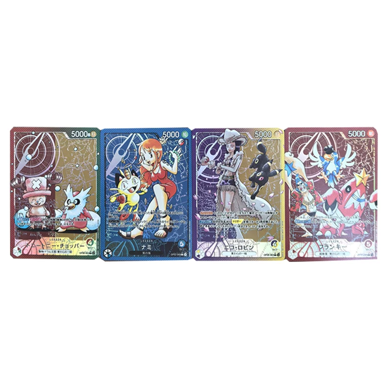 10Pcs/set Diy Self Made One Piece Luffy Ptcg Meowth Collection Card Color Flash Roronoa Zoro Umbreon Anime Cards Gift Toys
10Pcs/set Diy Self Made One Piece Luffy Ptcg Meowth Collection Card Color Flash Roronoa Zoro Umbreon Anime Cards Gift Toys