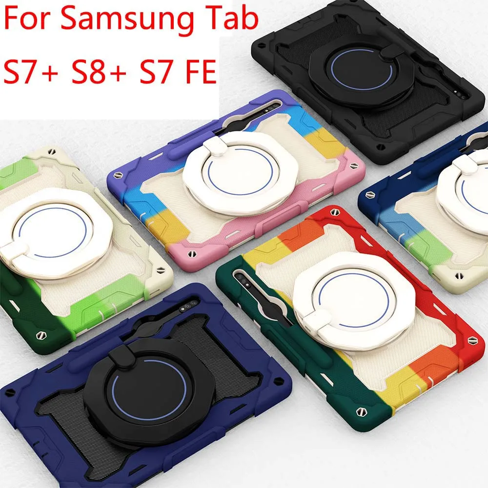Армированный чехол в стиле Samsung Galaxy Tab S7 FE S8 + Plus, противоударный силиконовый чехол-подставка из поликарбоната с кольцом для руки
Армированный чехол в стиле Samsung Galaxy Tab S7 FE S8 + Plus, противоударный силиконовый чехол-подставка из поликарбоната с кольцом для руки