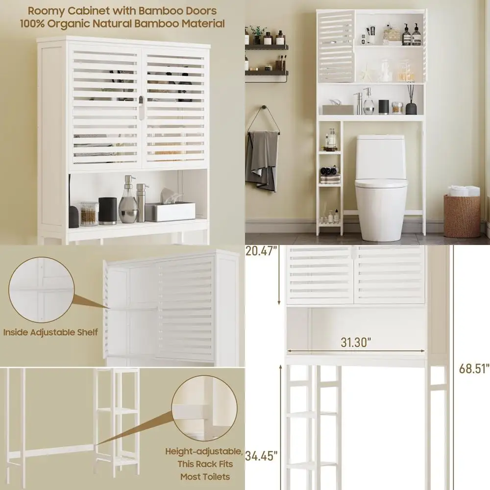 Over The Toilet Storage Cabinet, Bamboo Over Toilet Bathroom Organizer Cabinet with 2 Doors, Freestanding Home Space Save Toilet
Over The Toilet Storage Cabinet, Bamboo Over Toilet Bathroom Organizer Cabinet with 2 Doors, Freestanding Home Space Save Toilet