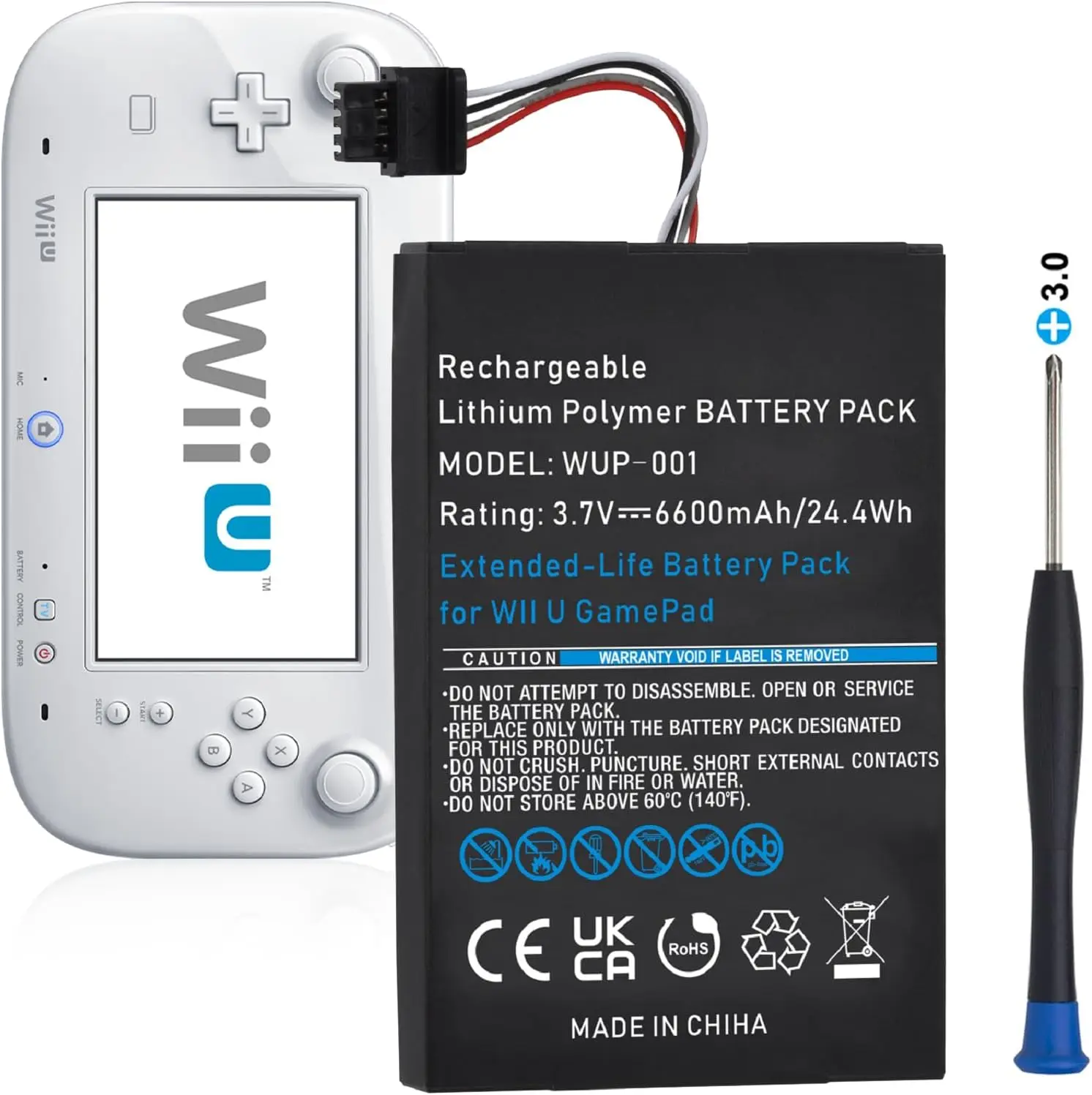 UWayor 6600mAh Wii U Gamepad Battery, Rechargeable Battery Replacement for Nintendo WiiU Gamepad WUP001 WUP012 with Screwdriver
UWayor 6600mAh Wii U Gamepad Battery, Rechargeable Battery Replacement for Nintendo WiiU Gamepad WUP001 WUP012 with Screwdriver