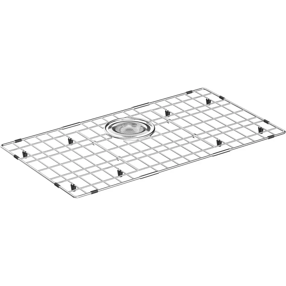 26x14 Inch Large Metal Kitchen Sink Grate with Strainer and Rear Drain Hole
26x14 Inch Large Metal Kitchen Sink Grate with Strainer and Rear Drain Hole