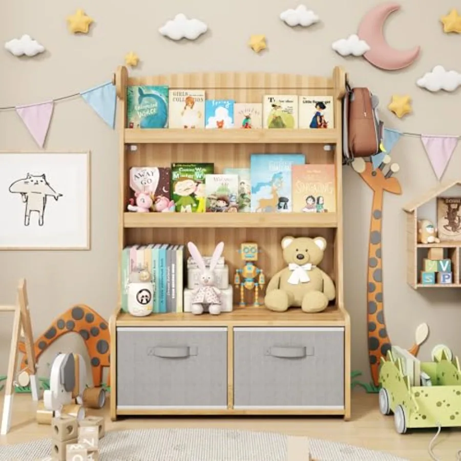 Bookshelf withToy Storage Organizer, 3 Tier Bamboo Todders Book Shelf Large Book Rack for Child Room Playroom Nursery for,, Tod
Bookshelf withToy Storage Organizer, 3 Tier Bamboo Todders Book Shelf Large Book Rack for Child Room Playroom Nursery for,, Tod