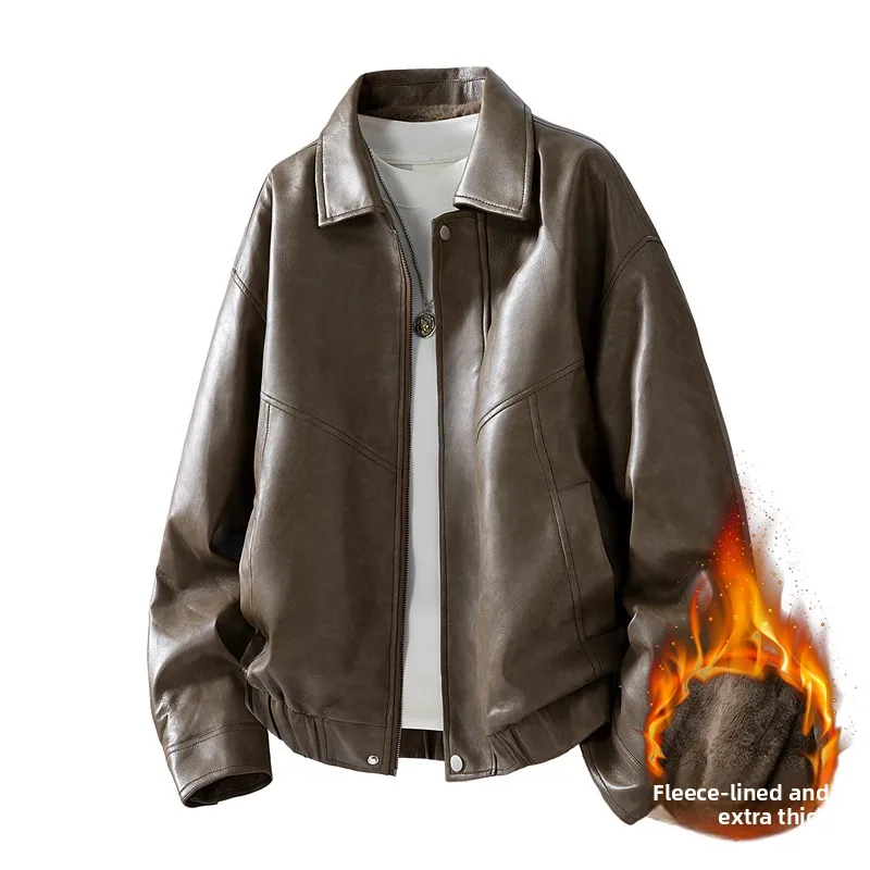 Мужская зимняя утепленная байкерская куртка из искусственной кожи с флисовой подкладкой, универсальная, с воротником-стойкой, теплая, молодежная, модная, для уличного стиля
Мужская зимняя утепленная байкерская куртка из искусственной кожи с флисовой подкладкой, универсальная, с воротником-стойкой, теплая, молодежная, модная, для уличного стиля