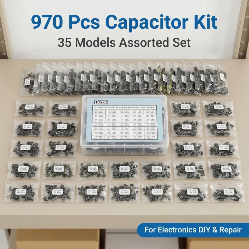 35 Models 970 Pcs Radial Lead Aluminum Electrolytic Capacitor Electrolysis Kit - For Scientific Experiments and Chip Development
35 Models 970 Pcs Radial Lead Aluminum Electrolytic Capacitor Electrolysis Kit - For Scientific Experiments and Chip Development