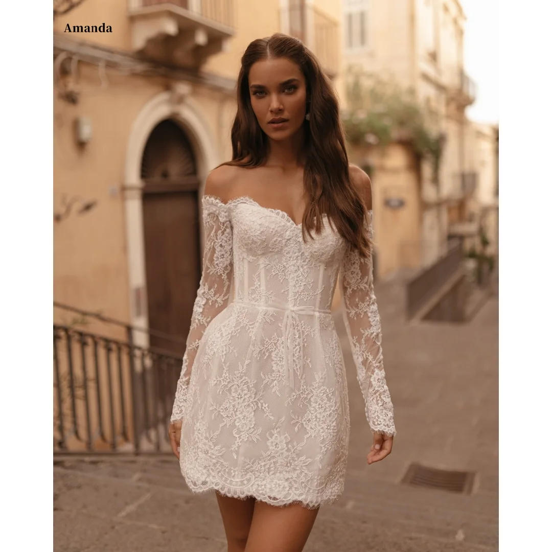 Amanda Customized White Off The Shoulder Strapless Prom Dress Backless vestidos de noche Mini Skirt Lace Formal Evening 2025
Amanda Customized White Off The Shoulder Strapless Prom Dress Backless vestidos de noche Mini Skirt Lace Formal Evening 2025