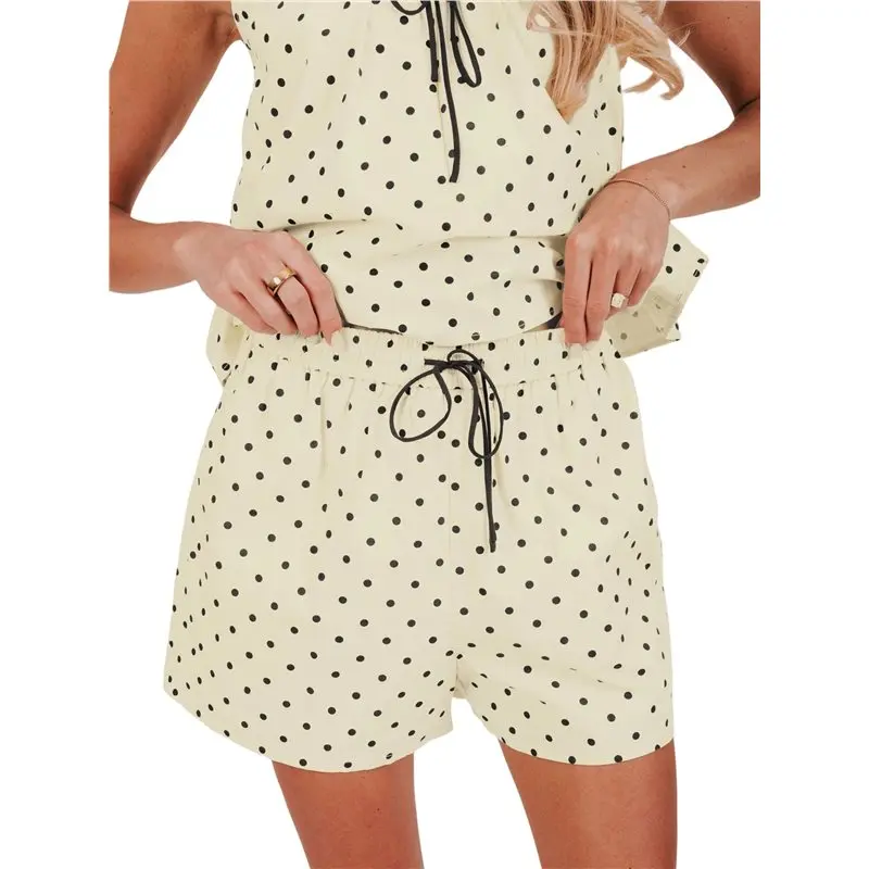 CYL-Womens Polka Dot Two Piece Lounge Sets Summer Sleeveless Tops Drawstring Shorts Matching Sets Yellow S
CYL-Womens Polka Dot Two Piece Lounge Sets Summer Sleeveless Tops Drawstring Shorts Matching Sets Yellow S