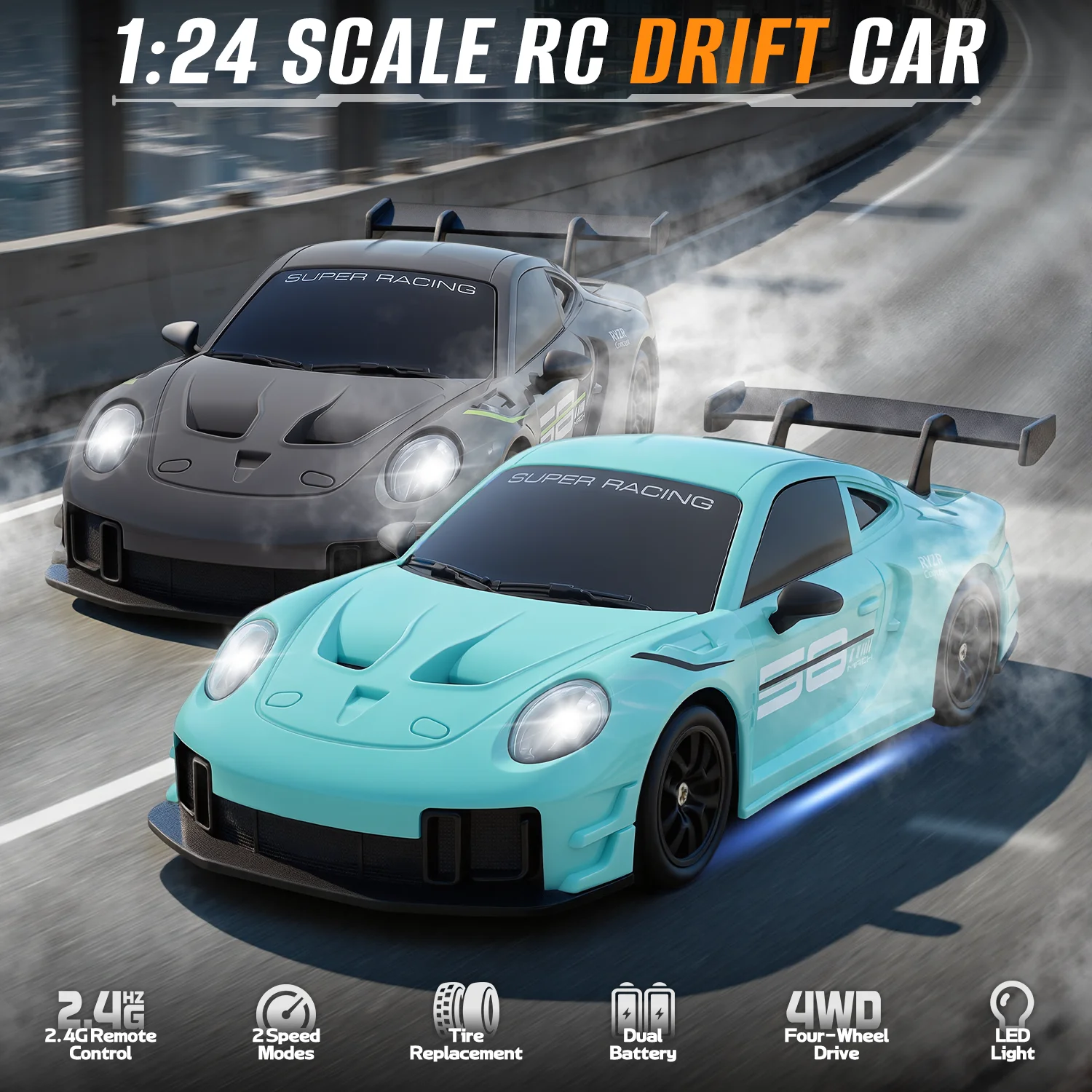 RC Drift Car, 1:24 4WD Remote Control Cars Vehicle with LED Light,2.4GHz 20KM/H High Speed RC Cars for Adults Boys Girls Kids
RC Drift Car, 1:24 4WD Remote Control Cars Vehicle with LED Light,2.4GHz 20KM/H High Speed RC Cars for Adults Boys Girls Kids