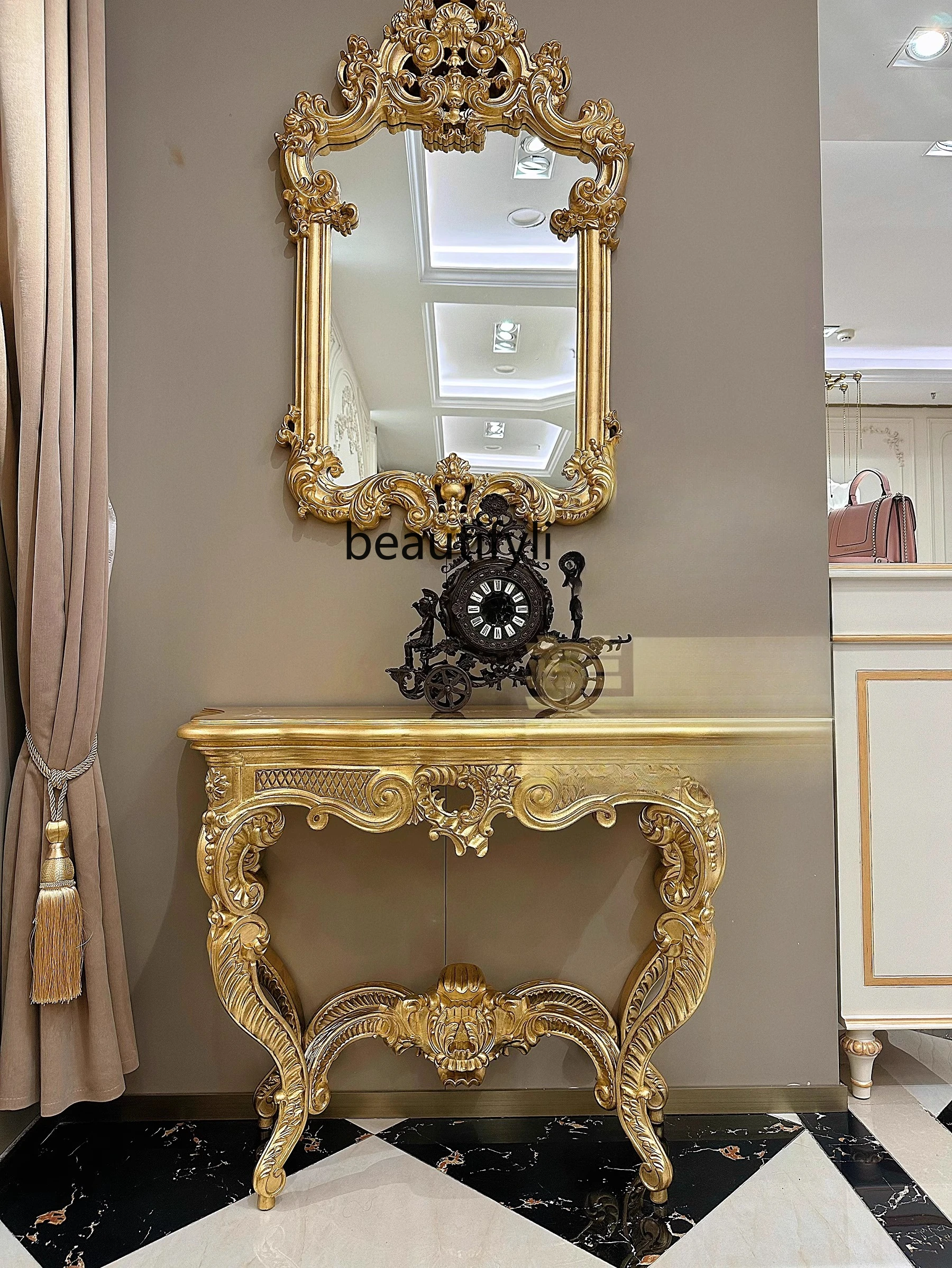 Retro solid wood entrance table European-style villa mansion living room entrance foyer decoration entrance table
Retro solid wood entrance table European-style villa mansion living room entrance foyer decoration entrance table