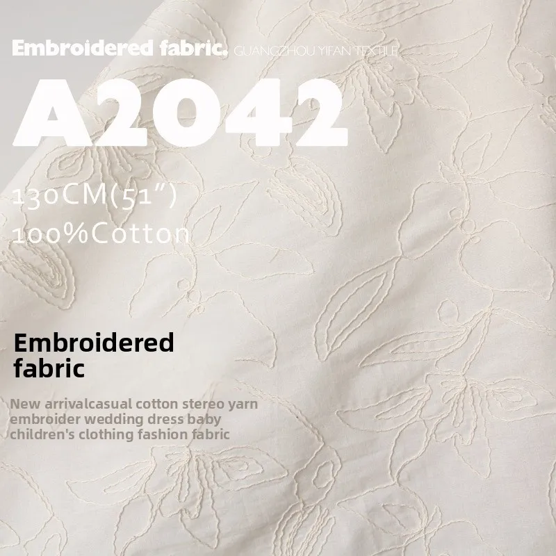 Pure Cotton Soft 3D Embroidery Fabric for Childrens Clothing Coat Dress Design Cloth Diy By The Meter Sewing Material
Pure Cotton Soft 3D Embroidery Fabric for Childrens Clothing Coat Dress Design Cloth Diy By The Meter Sewing Material