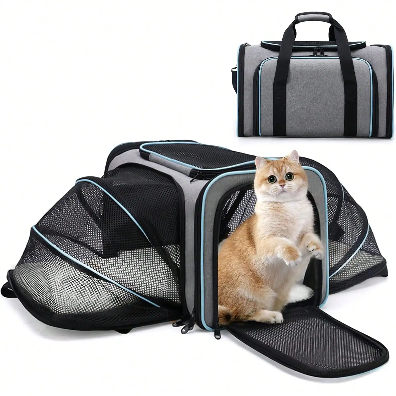 Expandable Cat Dog Carrier, Large/Small Capacity Soft Sided Small Dog With Removable Fleece Pad, Collapsible Pets Travel Carriers With Shoulder Strap, Airline Approved Mesh Puppy Carry Bag For Cats, Puppy And Small Animals
Expandable Cat Dog Carrier, Large/Small Capacity Soft Sided Small Dog With Removable Fleece Pad, Collapsible Pets Travel Carriers With Shoulder Strap, Airline Approved Mesh Puppy Carry Bag For Cats, Puppy And Small Animals