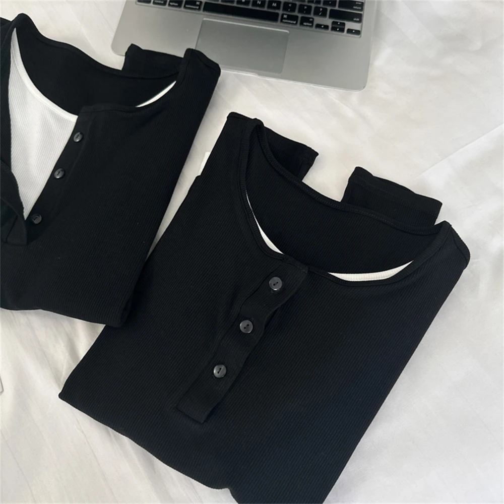 Henry Collar Color Blo Long Sve Pure Color Loose T-irt Casual Sle Women's Faion Autumn Wear Spring Season Ladies
Henry Collar Color Blo Long Sve Pure Color Loose T-irt Casual Sle Women's Faion Autumn Wear Spring Season Ladies