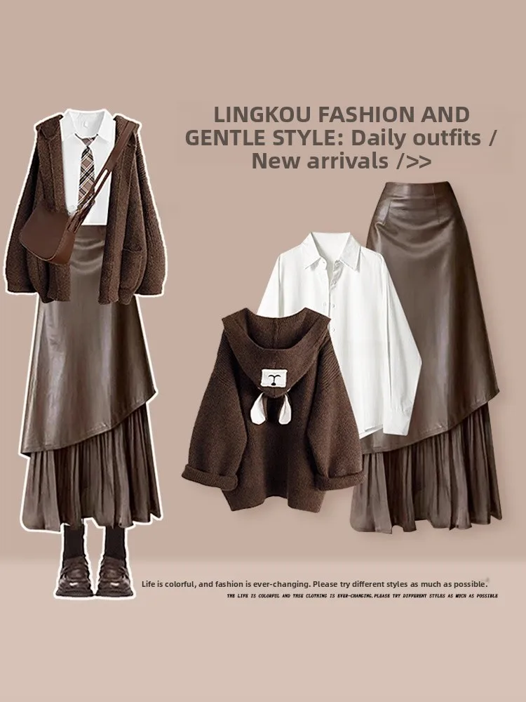 Anti-Aging Large Size Autumn Winter Set Women's Slimming Hoodie Base irt High Waist Skirt Tee-Piece Set Faionable ...
Anti-Aging Large Size Autumn Winter Set Women's Slimming Hoodie Base irt High Waist Skirt Tee-Piece Set Faionable ...