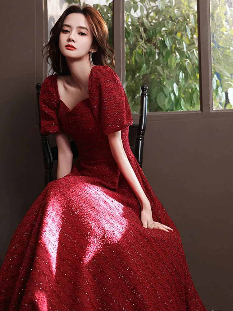 Burgundy Evening Dresses 2023 Elegant Sweetheart Collar Short Sleeve Engagement Gown Vintage Chic Long Banquet Dress
Burgundy Evening Dresses 2023 Elegant Sweetheart Collar Short Sleeve Engagement Gown Vintage Chic Long Banquet Dress
