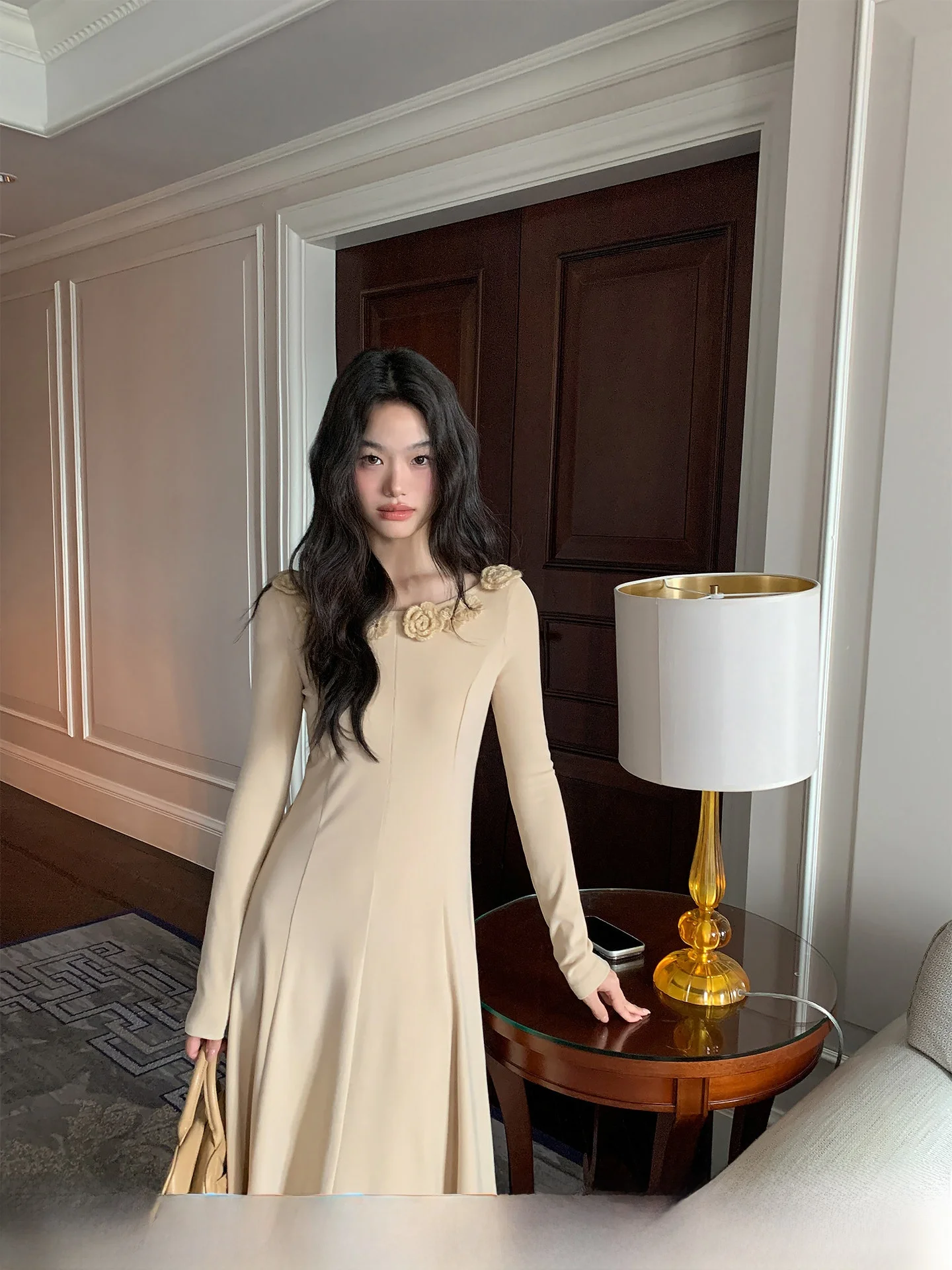 Ele Handmade Floral Decorated Long Sve A-Line Dr Women's Korean Sweet Sle Slim Fit Spring Faion Casual Dr
Ele Handmade Floral Decorated Long Sve A-Line Dr Women's Korean Sweet Sle Slim Fit Spring Faion Casual Dr
