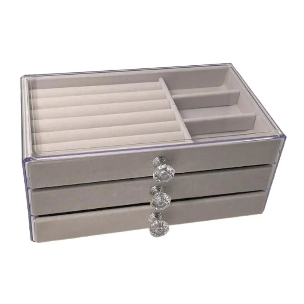 Hollow Tray 3-Tier Jewelry Storage Box Dust-proof Square Three Drawer Jewelry Box Plastic Transparent Earrings Jewelry Box Home
Hollow Tray 3-Tier Jewelry Storage Box Dust-proof Square Three Drawer Jewelry Box Plastic Transparent Earrings Jewelry Box Home