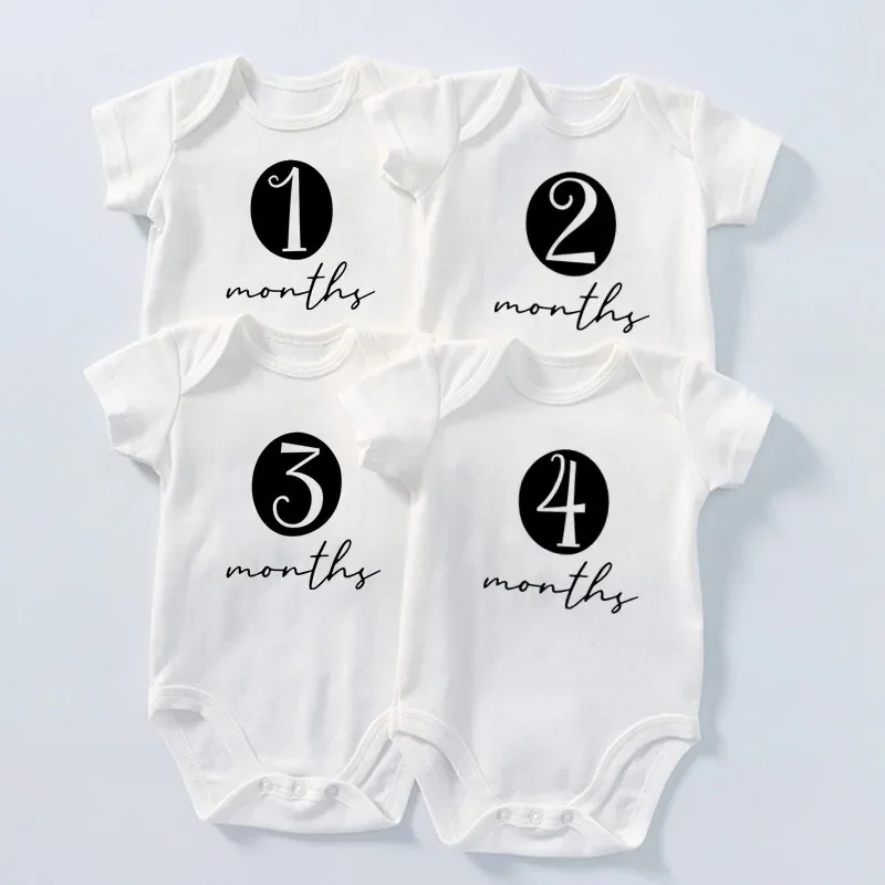 Monthly Milestone Baby Bodysuits 1-12 Months Number Print White Short Sleeve Newborn Photo Outfit Onesie
Monthly Milestone Baby Bodysuits 1-12 Months Number Print White Short Sleeve Newborn Photo Outfit Onesie