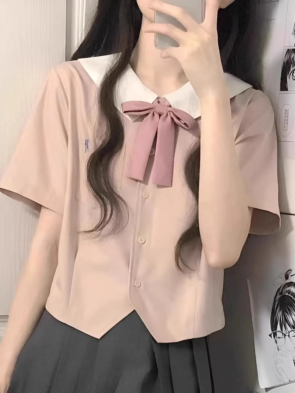 Sweet Anti-Aging Color Block Doll Collar Short Sleeve Pink Shirt Women Summer High Waist Grey Pleated Skirt Set
Sweet Anti-Aging Color Block Doll Collar Short Sleeve Pink Shirt Women Summer High Waist Grey Pleated Skirt Set