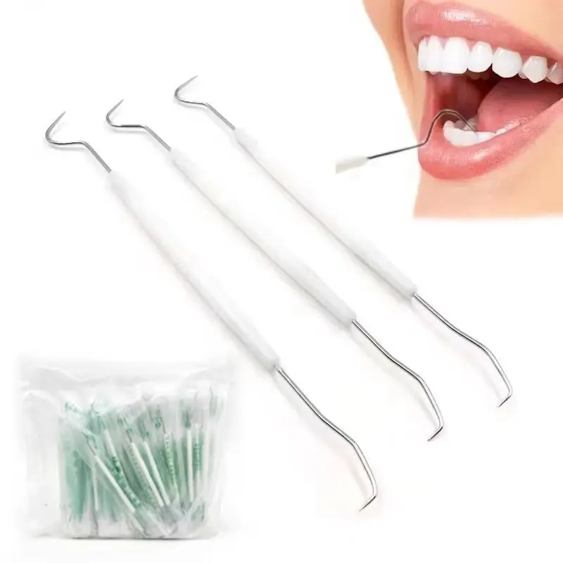 100PCS Disposable Dental Tartar Scraper Remover Double-Ended Teeth Cleaning Tool with Explorer Probe Hook Pick for Oral Hygiene
100PCS Disposable Dental Tartar Scraper Remover Double-Ended Teeth Cleaning Tool with Explorer Probe Hook Pick for Oral Hygiene