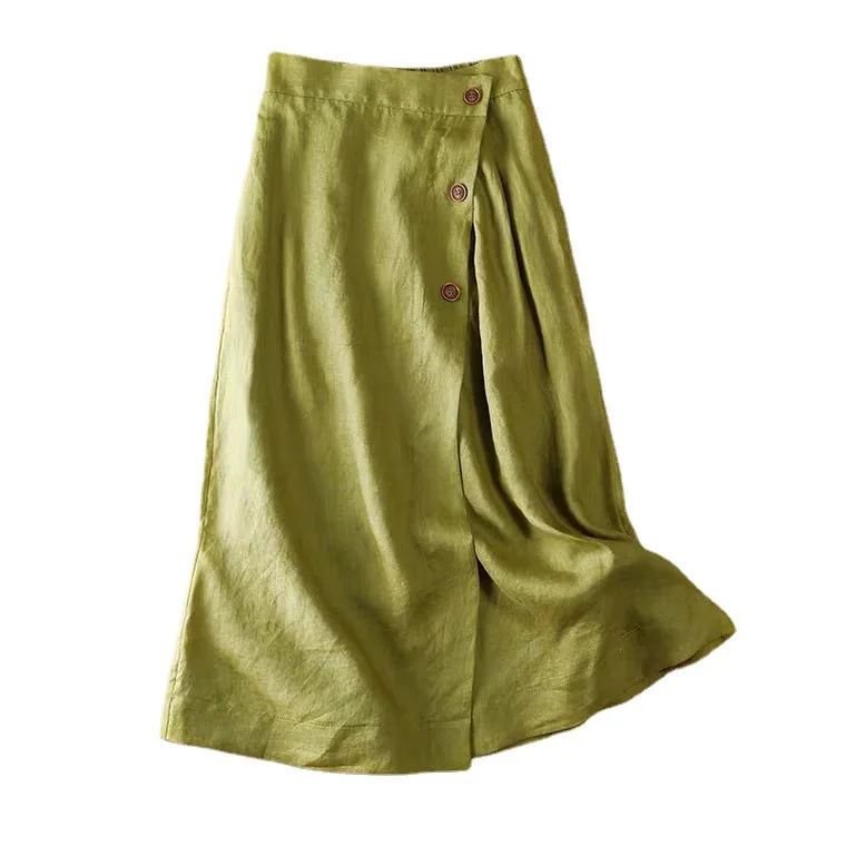 Fashion Women Linen Skirts Button Split Skirt Solid High Waist A Line Skirt Mid Length Casual Skirts For Beach Holiday
Fashion Women Linen Skirts Button Split Skirt Solid High Waist A Line Skirt Mid Length Casual Skirts For Beach Holiday