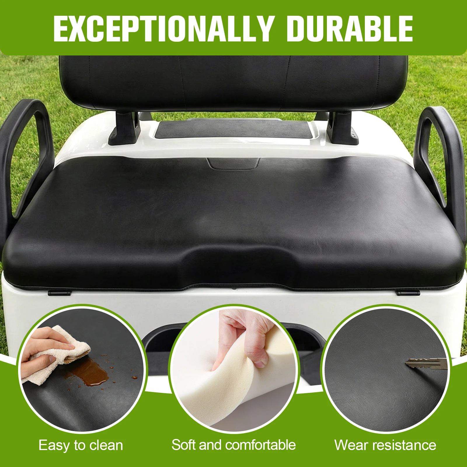 Golf Cart Front Seat Bottom Replacement Cushion Assembly for EZGO RXV 2008-up (Black)
Golf Cart Front Seat Bottom Replacement Cushion Assembly for EZGO RXV 2008-up (Black)