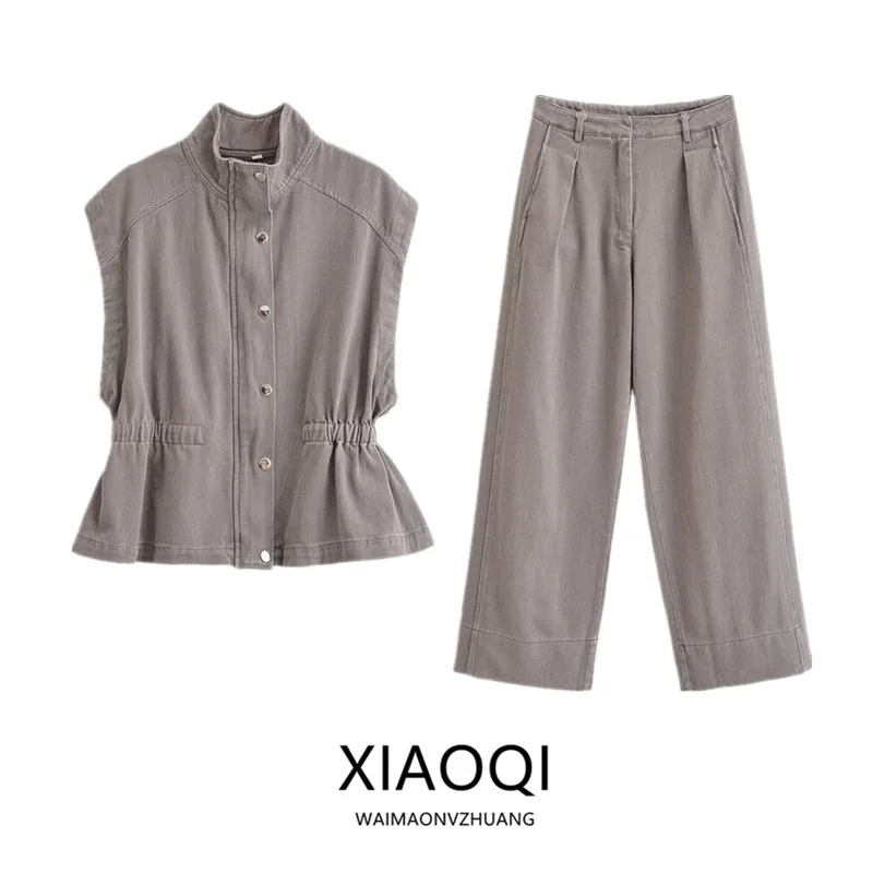 Spring 2026 Women's High Collar Elastic Waist Denim Vest Pants New Arrival Fashionable Comfortable Breathable Set
Spring 2026 Women's High Collar Elastic Waist Denim Vest Pants New Arrival Fashionable Comfortable Breathable Set