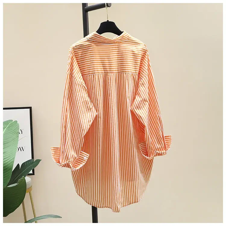 New Orange Striped Printed Long-sleeved Shirt for Women, Fashionable, Casual, Simple, Comfortable, Mid-length Cardigan
New Orange Striped Printed Long-sleeved Shirt for Women, Fashionable, Casual, Simple, Comfortable, Mid-length Cardigan