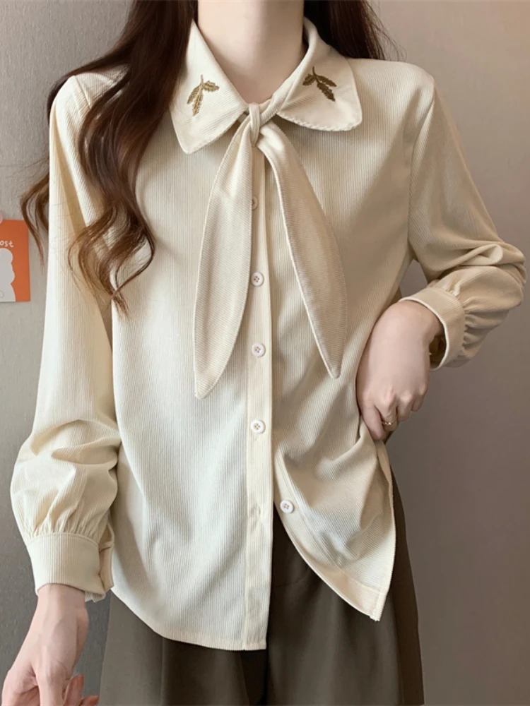 Elegant Ladies' Shirt with Tie plus Size Slimming Beautiful Base Layer Top Korean Style Loose Fit Long Sleeve Pure Color
Elegant Ladies' Shirt with Tie plus Size Slimming Beautiful Base Layer Top Korean Style Loose Fit Long Sleeve Pure Color