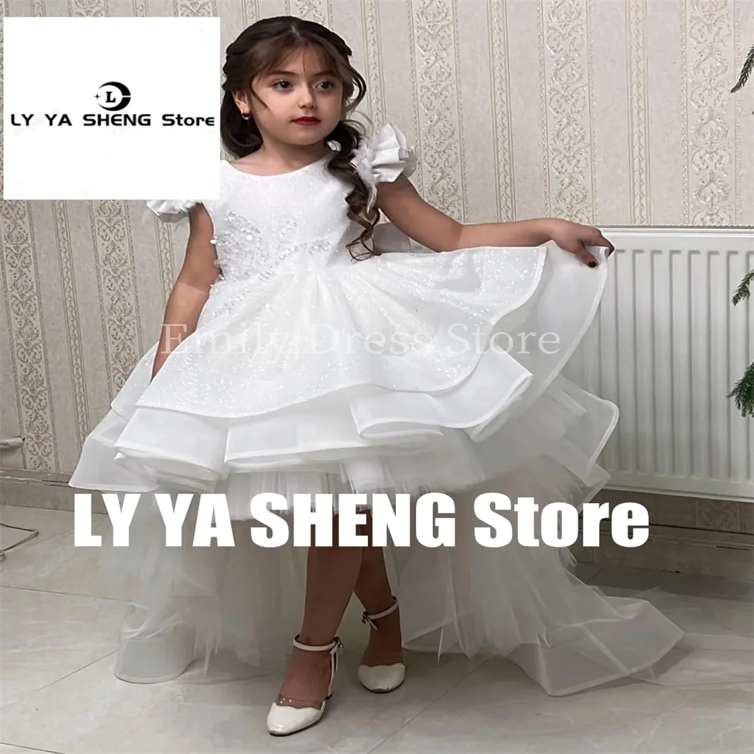 Communion Flower Girl Dress For Wedding Tulle Feather Sequins Short Sleeves With Bow Puffy Princess First Communion Gown
Communion Flower Girl Dress For Wedding Tulle Feather Sequins Short Sleeves With Bow Puffy Princess First Communion Gown