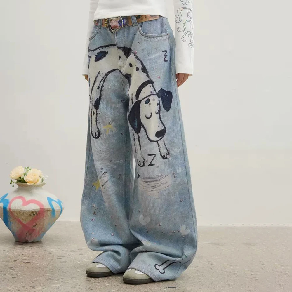 Niche design hand-painted Dalmatian jeans broken diamond printed straight-leg pants streetwear women korean
Niche design hand-painted Dalmatian jeans broken diamond printed straight-leg pants streetwear women korean