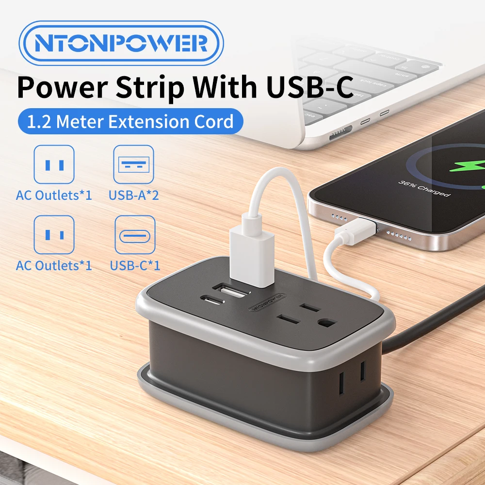 NTONPOWER Portable Travel Power Strip US Plug 3AC 2USB-A 1USB-C 3FT, Foldable Design, Fast Charging for Travelers
NTONPOWER Portable Travel Power Strip US Plug 3AC 2USB-A 1USB-C 3FT, Foldable Design, Fast Charging for Travelers