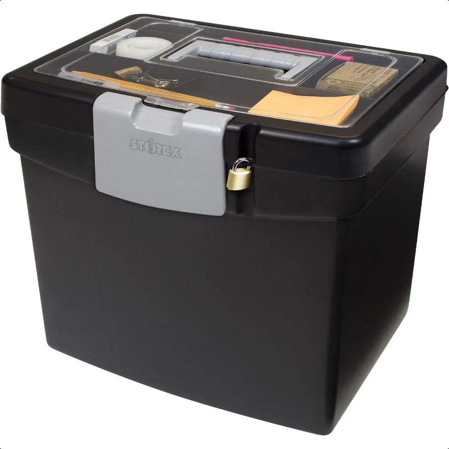 Storex Portable File Storage Box with Translucent Organizer Storage Lid Plastic Office File Storage Box for Letter Paper and Ha 
Storex Portable File Storage Box with Translucent Organizer Storage Lid Plastic Office File Storage Box for Letter Paper and Ha
