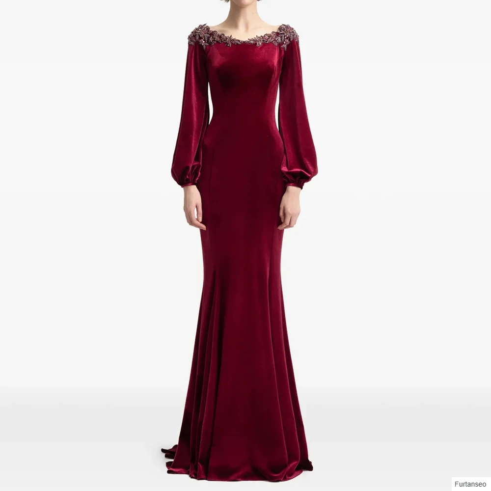 Mermaid Women's Evening Dresses Floor-length Scoop-neck Full Sleeve Prom Gown Fashion Flowers Sequined Draped Customized Gowns
Mermaid Women's Evening Dresses Floor-length Scoop-neck Full Sleeve Prom Gown Fashion Flowers Sequined Draped Customized Gowns