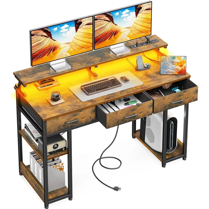48inch Computer Desk with 3 Drawers,Gaming Desk with LED Lights & Power Outlets,Home Office Desk with Storage Shelves
48inch Computer Desk with 3 Drawers,Gaming Desk with LED Lights & Power Outlets,Home Office Desk with Storage Shelves