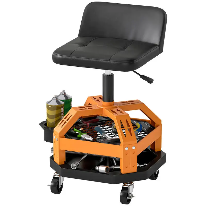 Rolling Creeper Garage Stool, 300 LBS Capacity Mechanic Stool with 360° Wheels, Tool Tray, Adjustable Height, Yellow
Rolling Creeper Garage Stool, 300 LBS Capacity Mechanic Stool with 360° Wheels, Tool Tray, Adjustable Height, Yellow