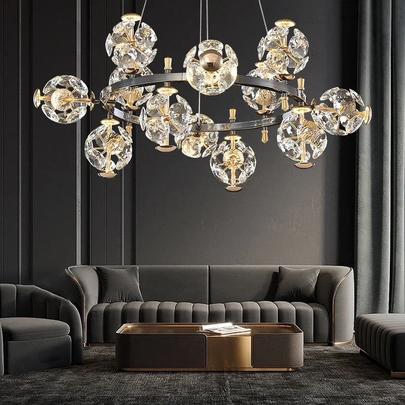 SUN Flower Crystal Chandelier - Luxury Gold & Black Pendant Light | Designer LED Hanging Fixture for Bedroom & Living Room Decor
SUN Flower Crystal Chandelier - Luxury Gold & Black Pendant Light | Designer LED Hanging Fixture for Bedroom & Living Room Decor