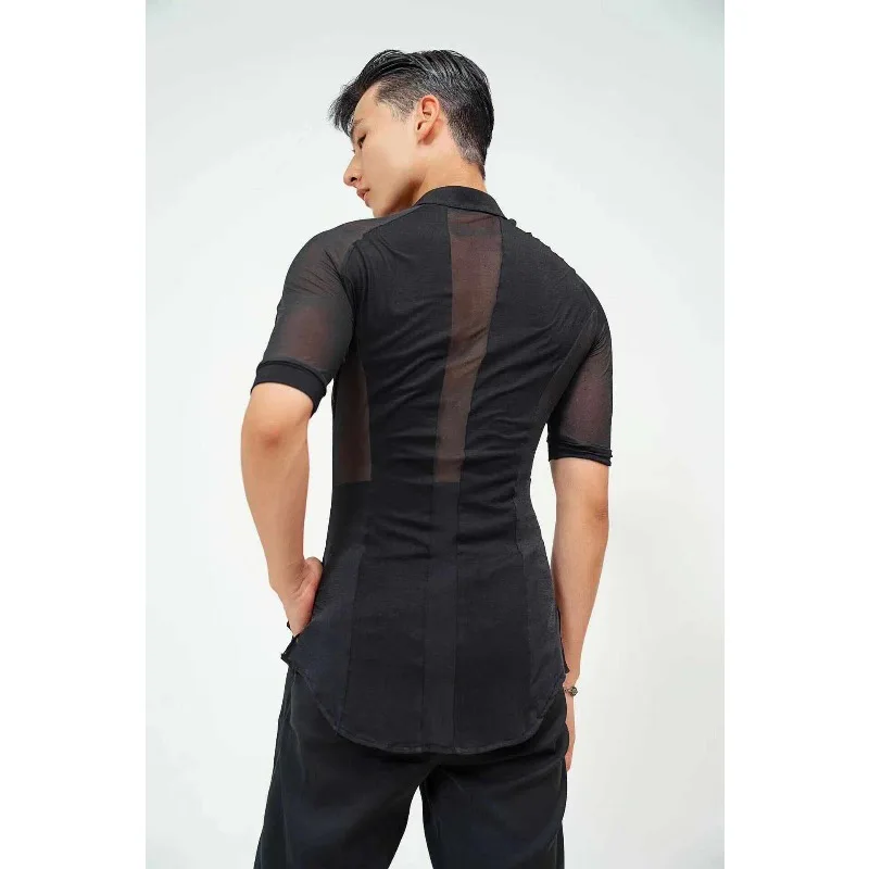 Мужская тренировочная одежда GIYA с короткими рукавами по индивидуальному заказу и воротником-стойкой, сетчатый топ сзади в стиле пэчворк для латинских танцев
Мужская тренировочная одежда GIYA с короткими рукавами по индивидуальному заказу и воротником-стойкой, сетчатый топ сзади в стиле пэчворк для латинских танцев