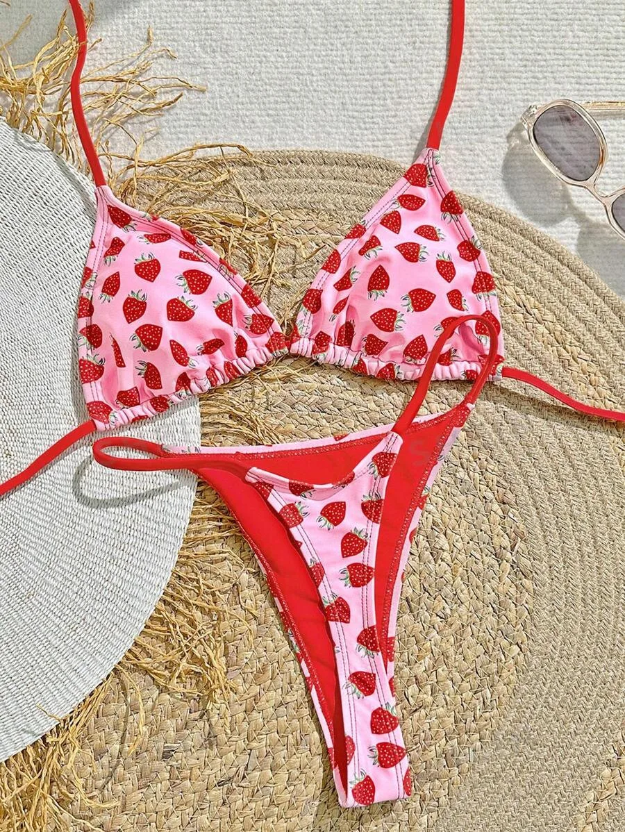sexy pink strawberry print bikinis sets two pieces halter back tie thong swimsuits bathing suit swimwear biquini tankini trikini
sexy pink strawberry print bikinis sets two pieces halter back tie thong swimsuits bathing suit swimwear biquini tankini trikini